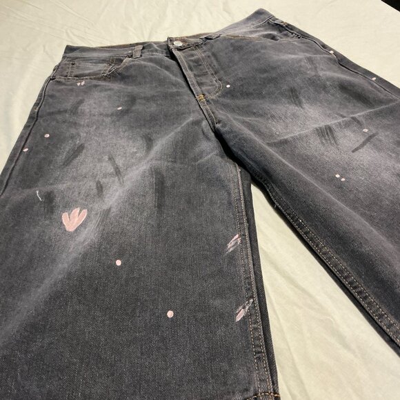 Dark Acne Studios Jean shorts with splatter - Picture 7 of 9